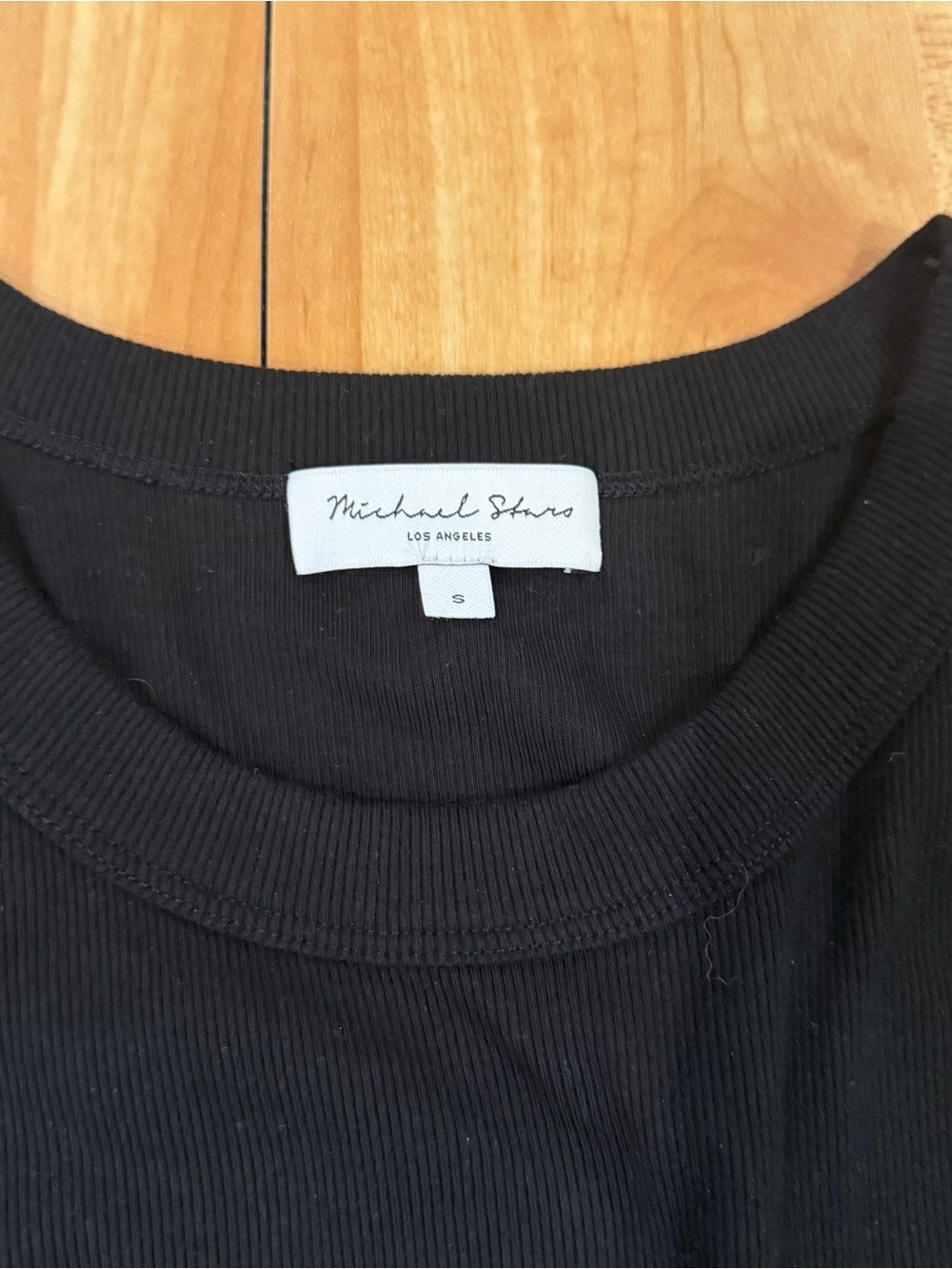 Michael Stars Wren Black Ribbed Ruched Midi Dress Small - Picture 3 of 5